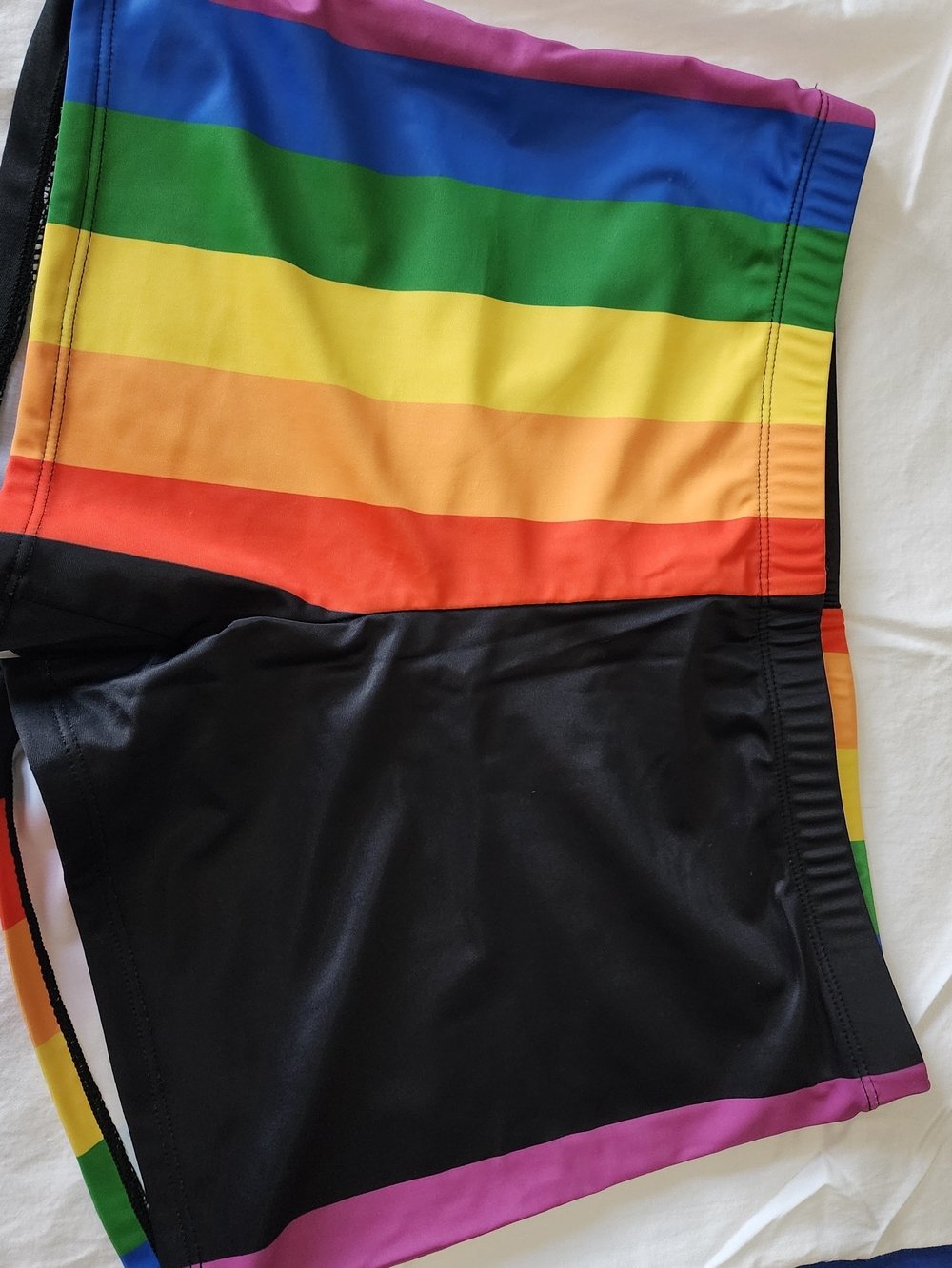 Men's Rainbow Stripe Swim Trunks - Black & Multi
